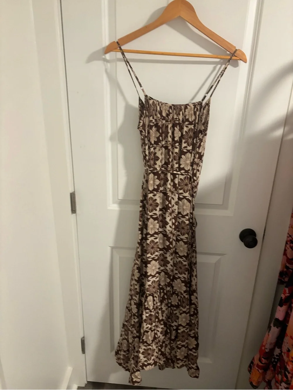 J. CREW Caspia Maxi Dress Floral Crepe de Chine Brown Size S